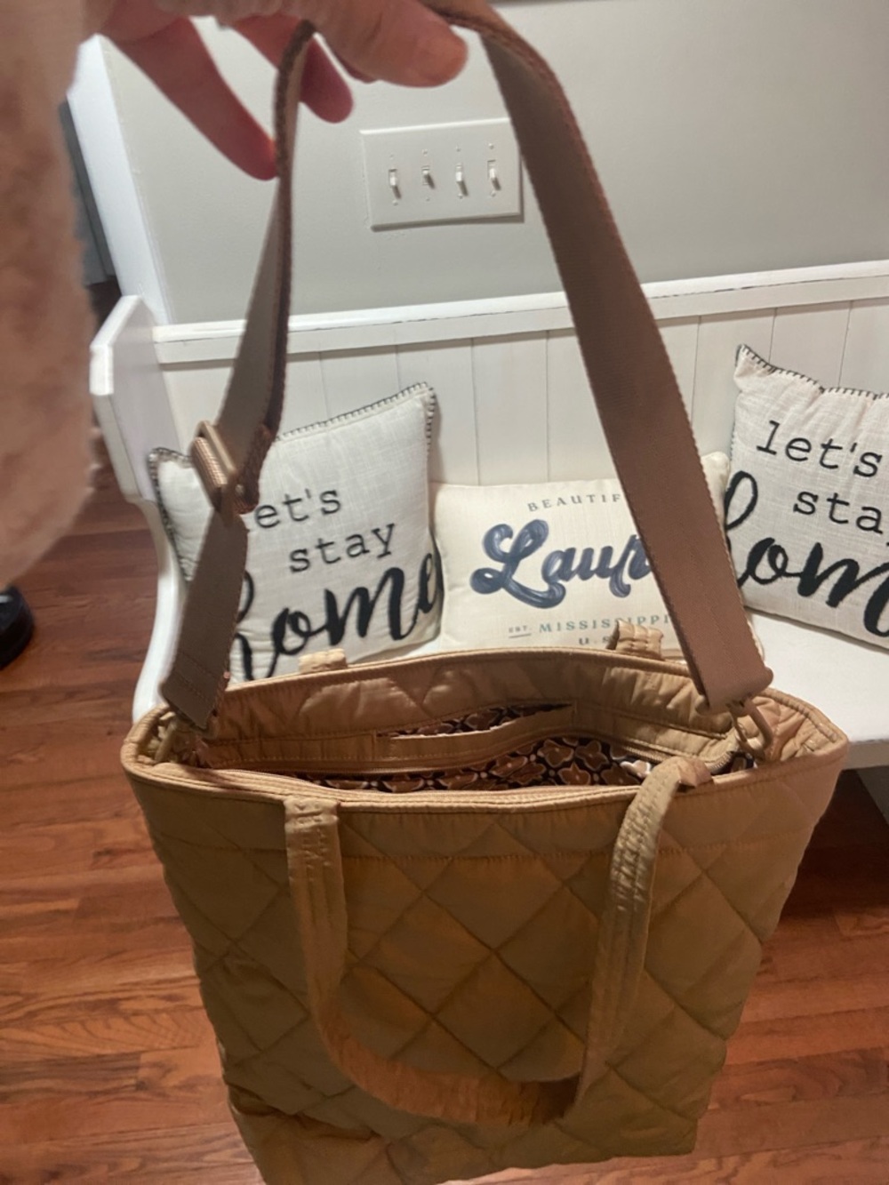Vera Bradley Quilted Tote in Camel Tan - Picture 7 of 9
